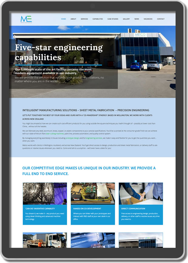 Metco Engineering website – copywriting example